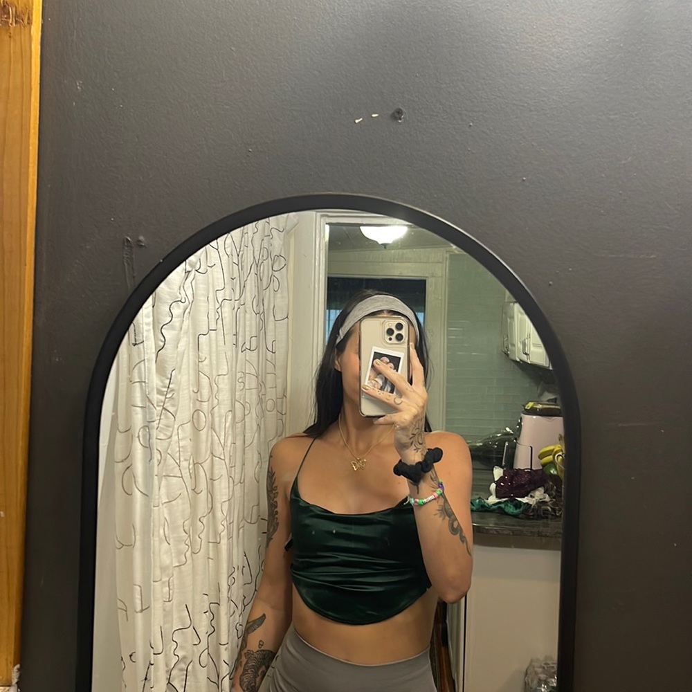 Green Satin Top